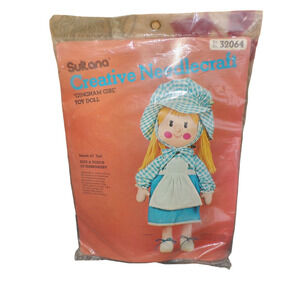 Sultana Creative Needlecraft Kit "Gingham Girl" Doll #32064 Sealed Kit 23" Vtg